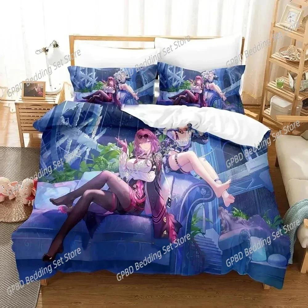 Luxury New 3D Print Anime Honkai Star Rail Bedding Set Duvet Cover Bed Set Quilt Cover Pillowcase Queen Adult Bedding Set