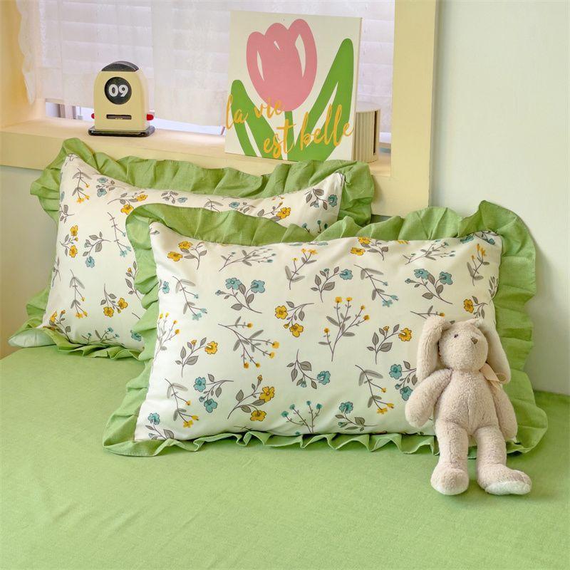 2pcs Soft and Comfortable Yarn Floral Lace Pillowcases | Plant Flower Print, Suitable for Bedroom Bedding Pillow Core Cover