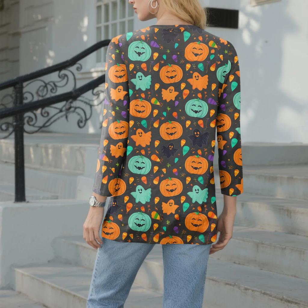 Women's Casual Fashion Sexy Comfortable V-Neck Halloween Seven Sleeve Top