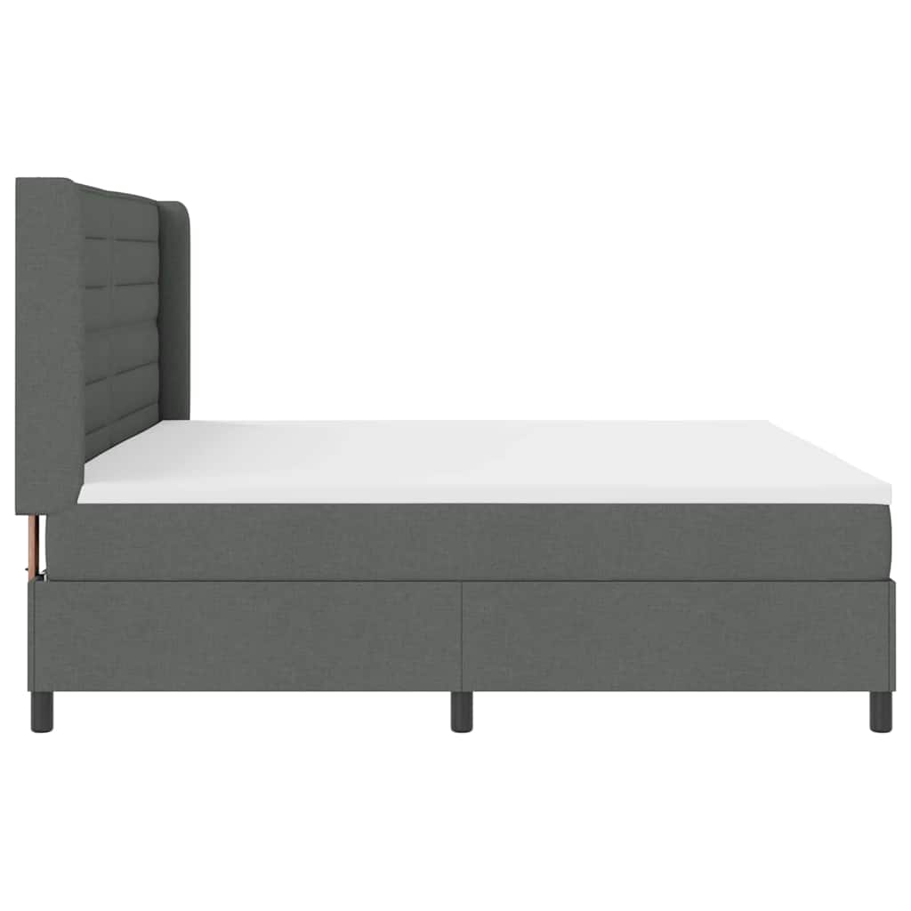 LED Box Spring Bed with Mattress Dark Gray 200 x 200 cm Fabric