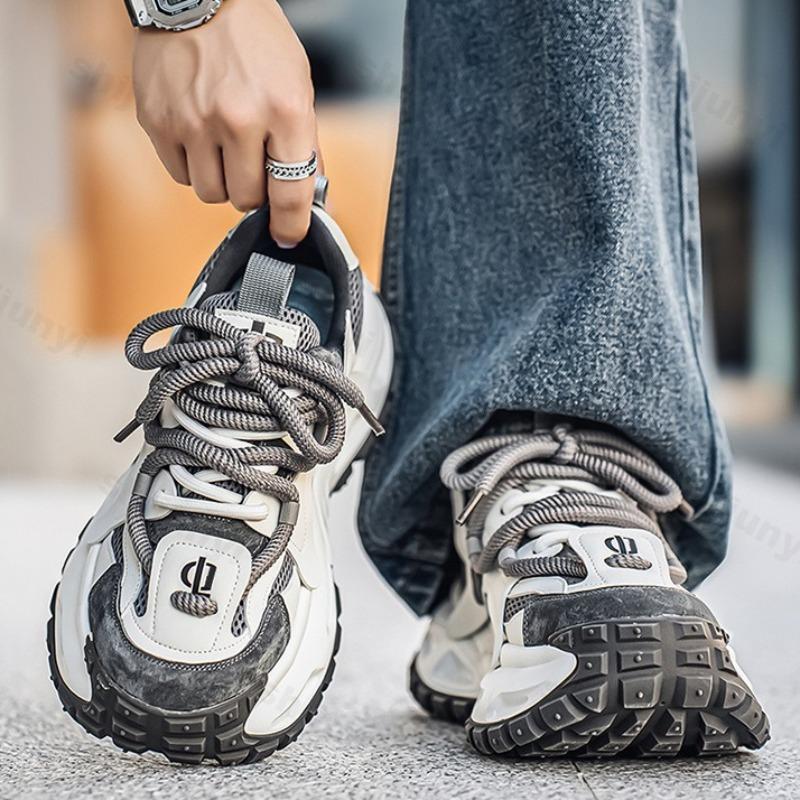 Fashion Men's Mesh Breathable Low Top Thick Soled Casual Shoes 2025 Autumn Fashion Trend Versatile Comfortable Non Slip Chunky sneakers