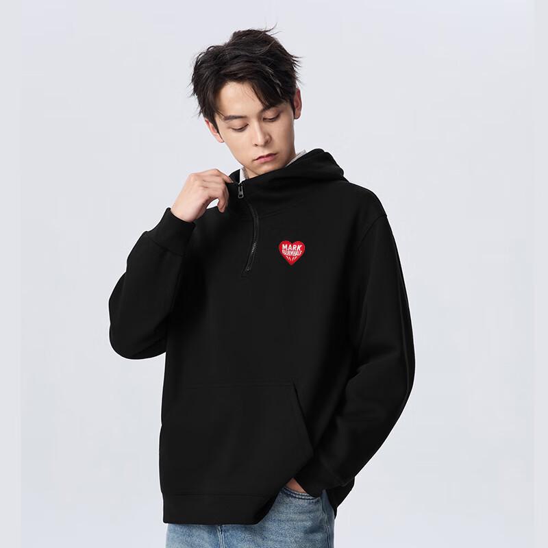 Mark Hua Fei Men's Embroidered Half-Zip Hooded Sweatshirt