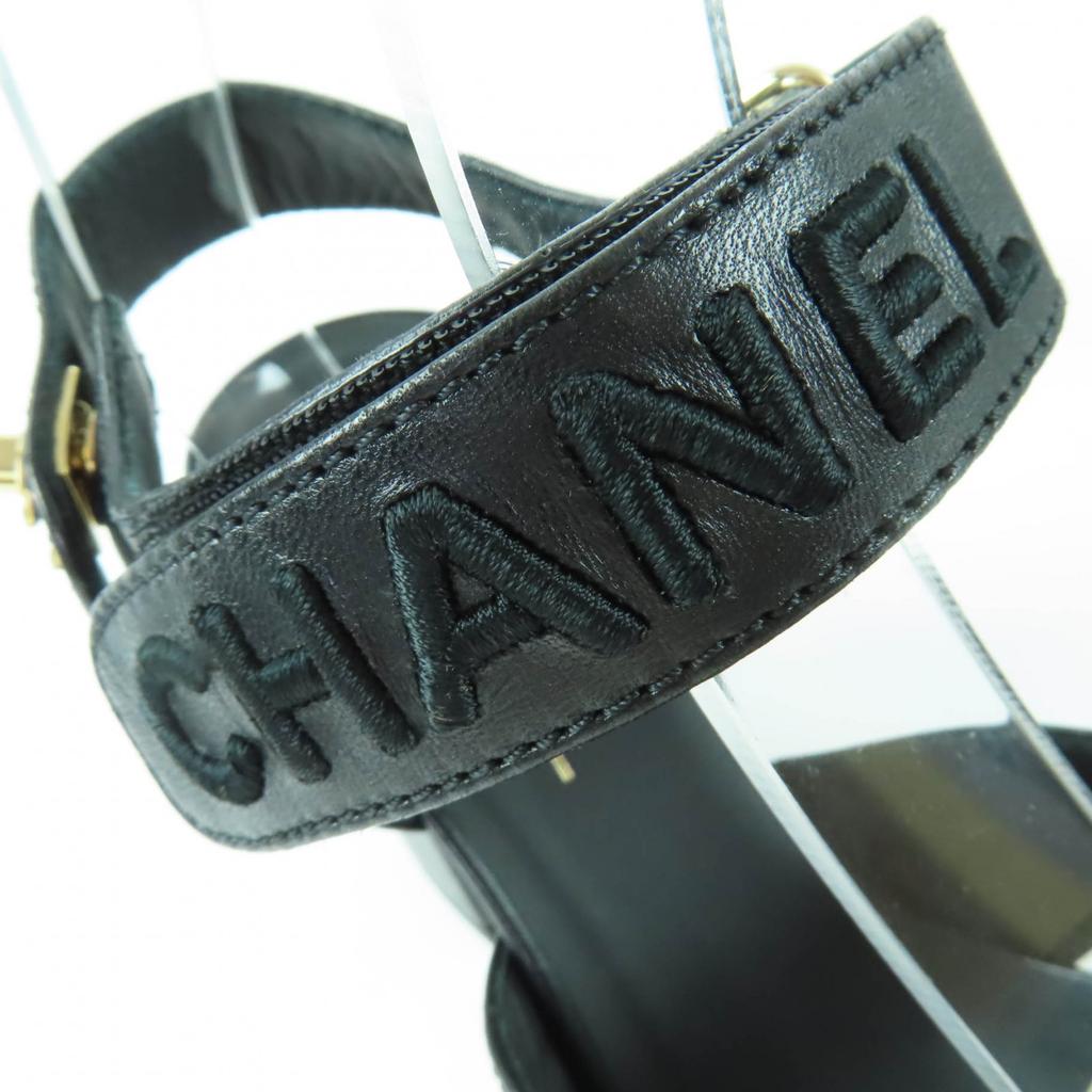 Great CHANEL Sandals COCO Mark Turnlock Sandals In Leather Black 35.5 G37387 Used