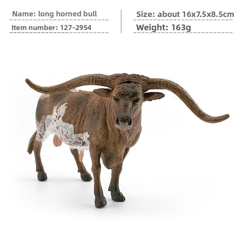 Texas Longhorn Cattle Pvc Model Collectible Animal Decor For Farmhouse Display