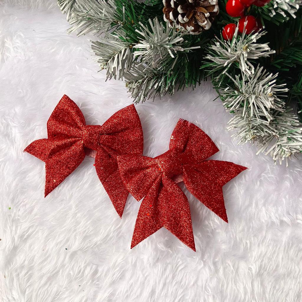 Zlaté třpytivé vánoční mašle ozdoby - Lesklé ozdoby na stromeček & Drobné doplňky