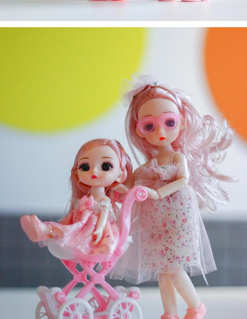 24cm Dress-Up BJD Girl Doll Toy - Mother & Baby Doll Clothes Gift Set