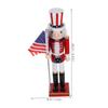Nutcracker Soldier Statue 38cm Wooden Usa Flag American Nutcracker Traditional Christmas Decor for Shelves Tables Centerpiece