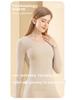 Women's Velvet Warm Base Layer Top - Antibacterial, Round Neck, Plush, Autumn