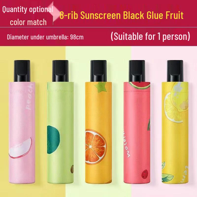 UV Protection Sun & Rain Foldable Umbrella with Black Coating for Students