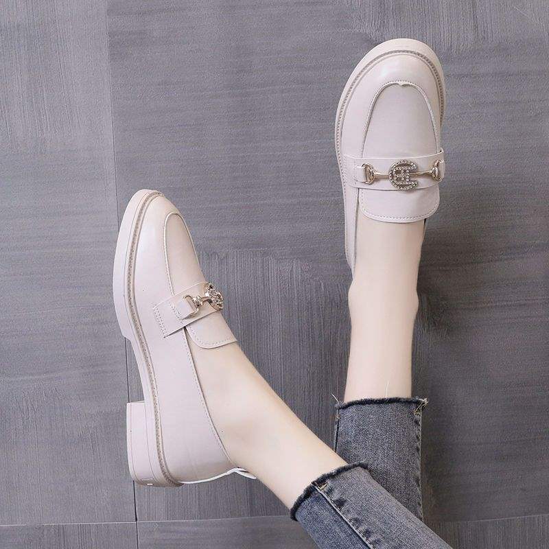 Women's Small Leather Shoes Women's British Style Women's Shoes Small Fragrant Style Soft Sole One Pedal Spring and Autumn Students