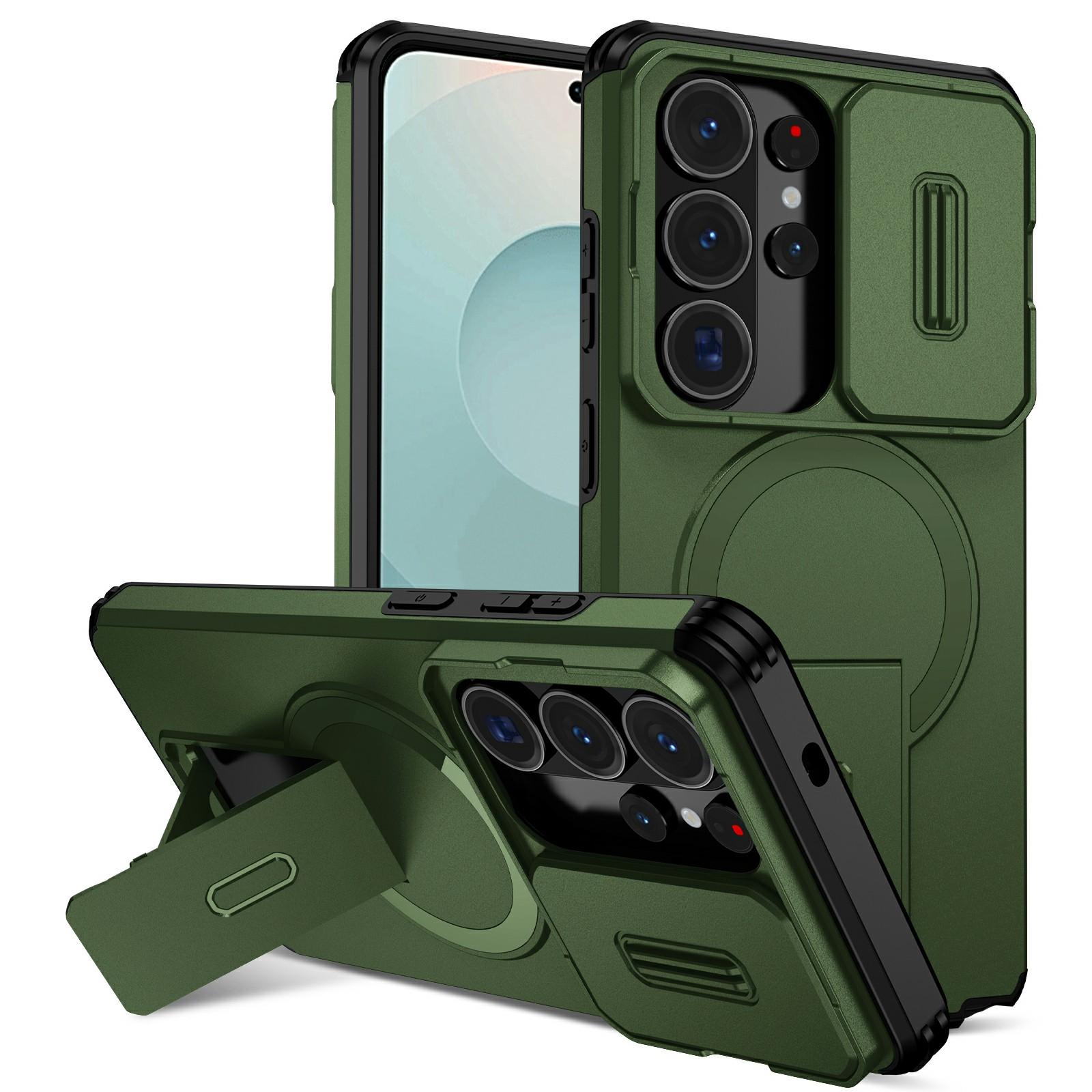 

For Samsung Galaxy S26 Ultra Magnetic Case Kickstand Camera Slider PC + TPU Phone Cover
