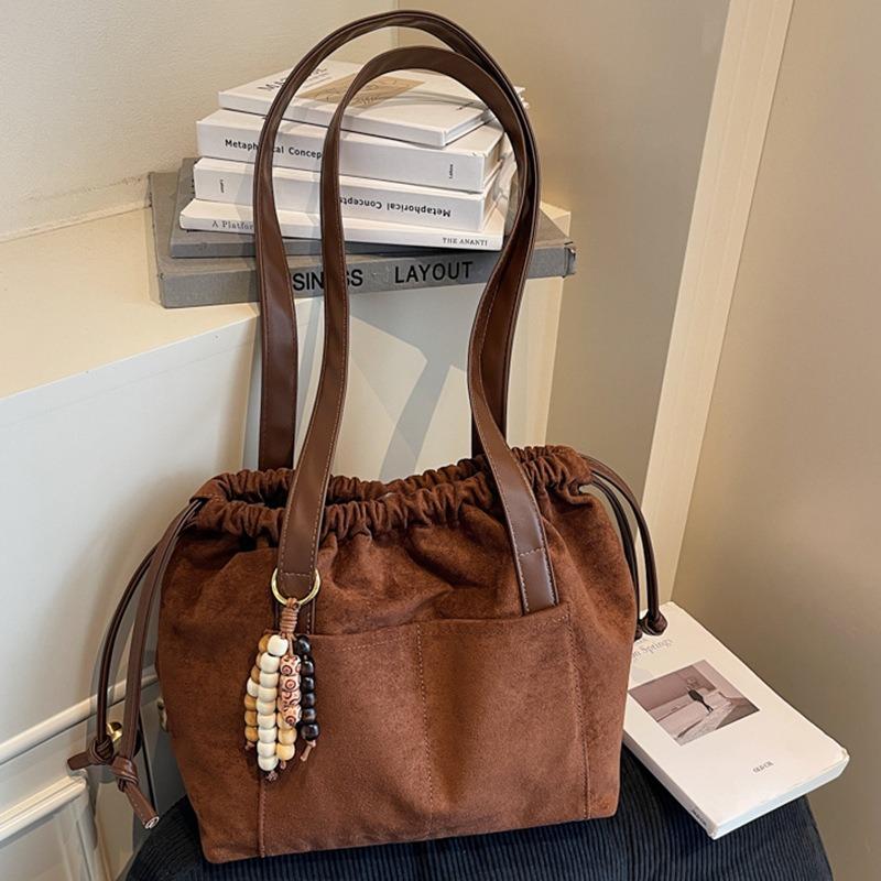 Autumn New Large-capacity Shoulder Bag Lazy Commuter Bag Women's Simple Hand-tote Bag Drawstring Drawstring Bag
