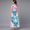 Oversized Female Sleeveless Round Neck Dress Fresh Tiny Floral Printed Loose Mid Length Outfit
