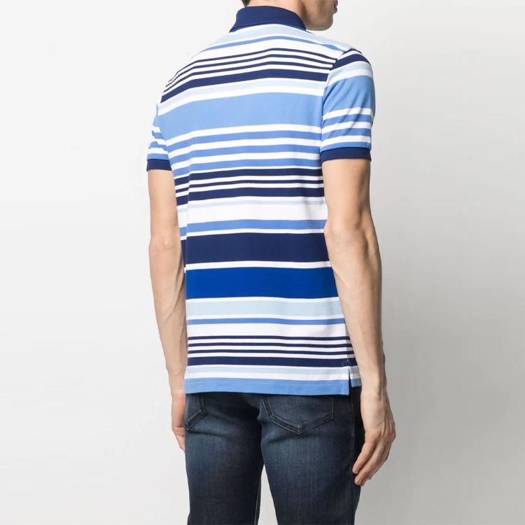 Polo Ralph Lauren Striped Logo Pattern Loose Fit Short Sleeve Polo Shirt Men tops Blue 710834877-001
