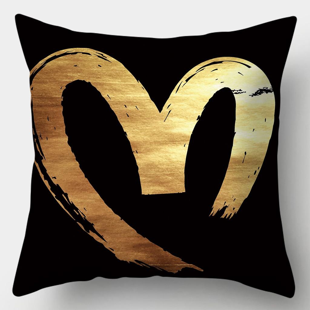 Black Gold Pattern Pillowcase Square Sofa Pillowcase Creative Pattern Cushion Cover
