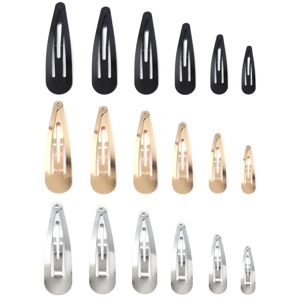 50pcs Thick Metal Hair Clips Water Drop Shaped Hairpins BB Hairclips Snap Barrettes For DIY Headwear Jewelry Making Accessories