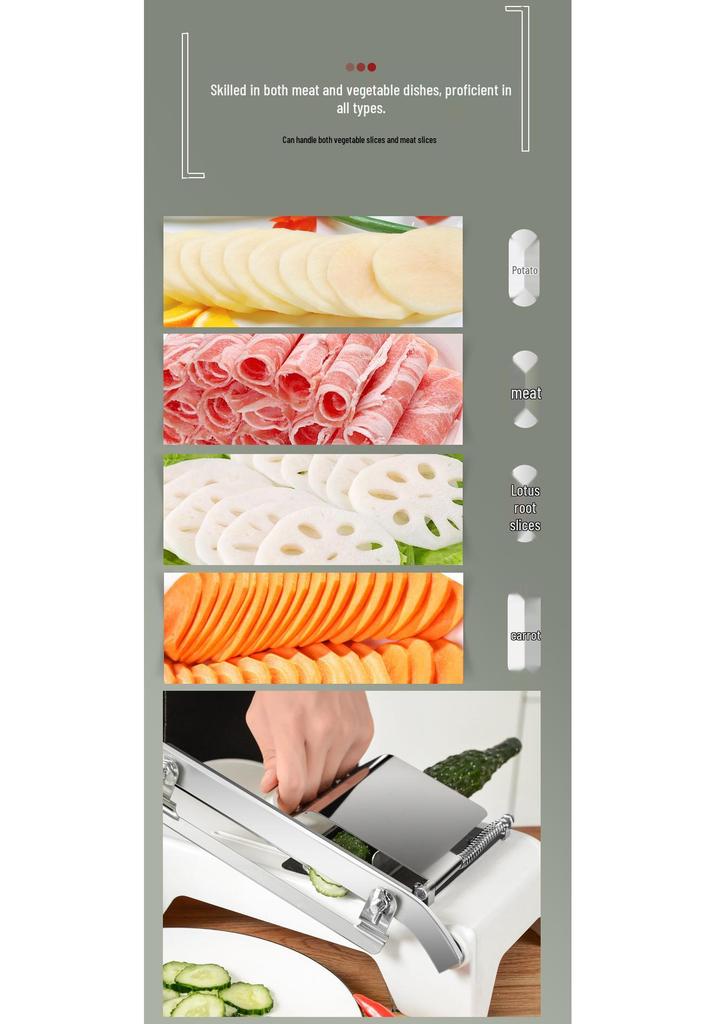 Manual Stainless Steel Meat & Lamb Slicer | Multi-functional Frozen Meat Dicer