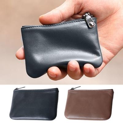 Faux Leather Coin Purse Money Bag with Zipper Closure Cash Bag Pocket