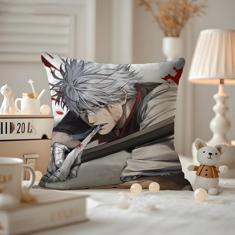 Husa de Pernă Anime Gintama Husa de Pernă Anti-acarieni Fermoar Invizibil Pluș Scurt Mătăsos Husa de Pernă pentru Canapea