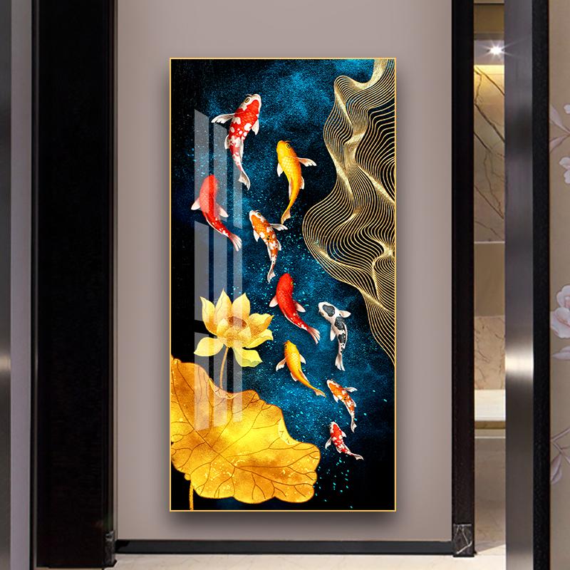 Abstract Nine Koi Fish Canvas Painting Nasturtium Poster Home Decor Wall Art Picture Aisle Living Room Interior Decoration