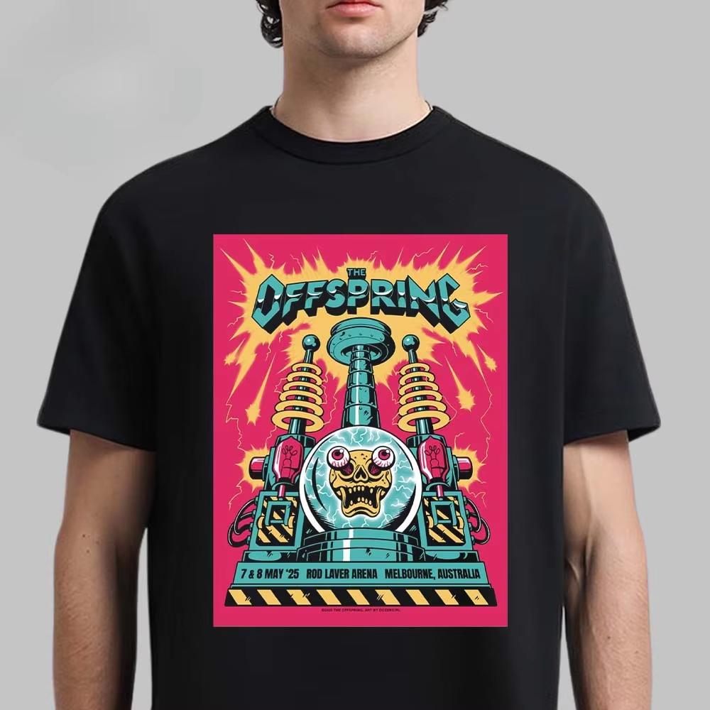The Offspring Burning Bridge Skull Print Tee Classic Punk Rock Band Streetwear Casual Unisex Top For Fans
