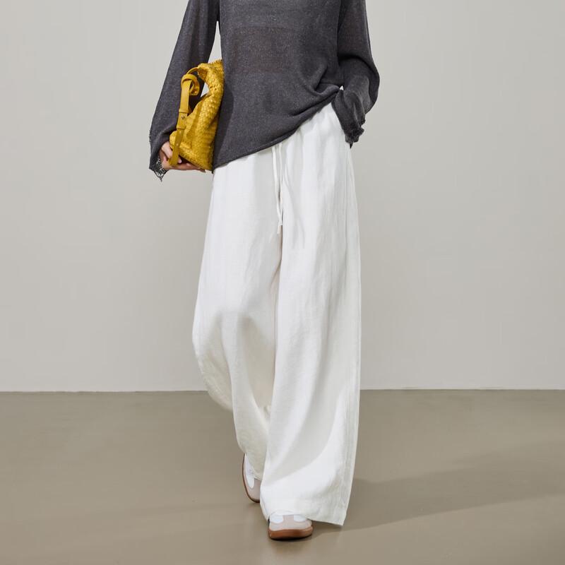 ESE-Y Women s High-Waist Hemp Wide-Leg Pants 27