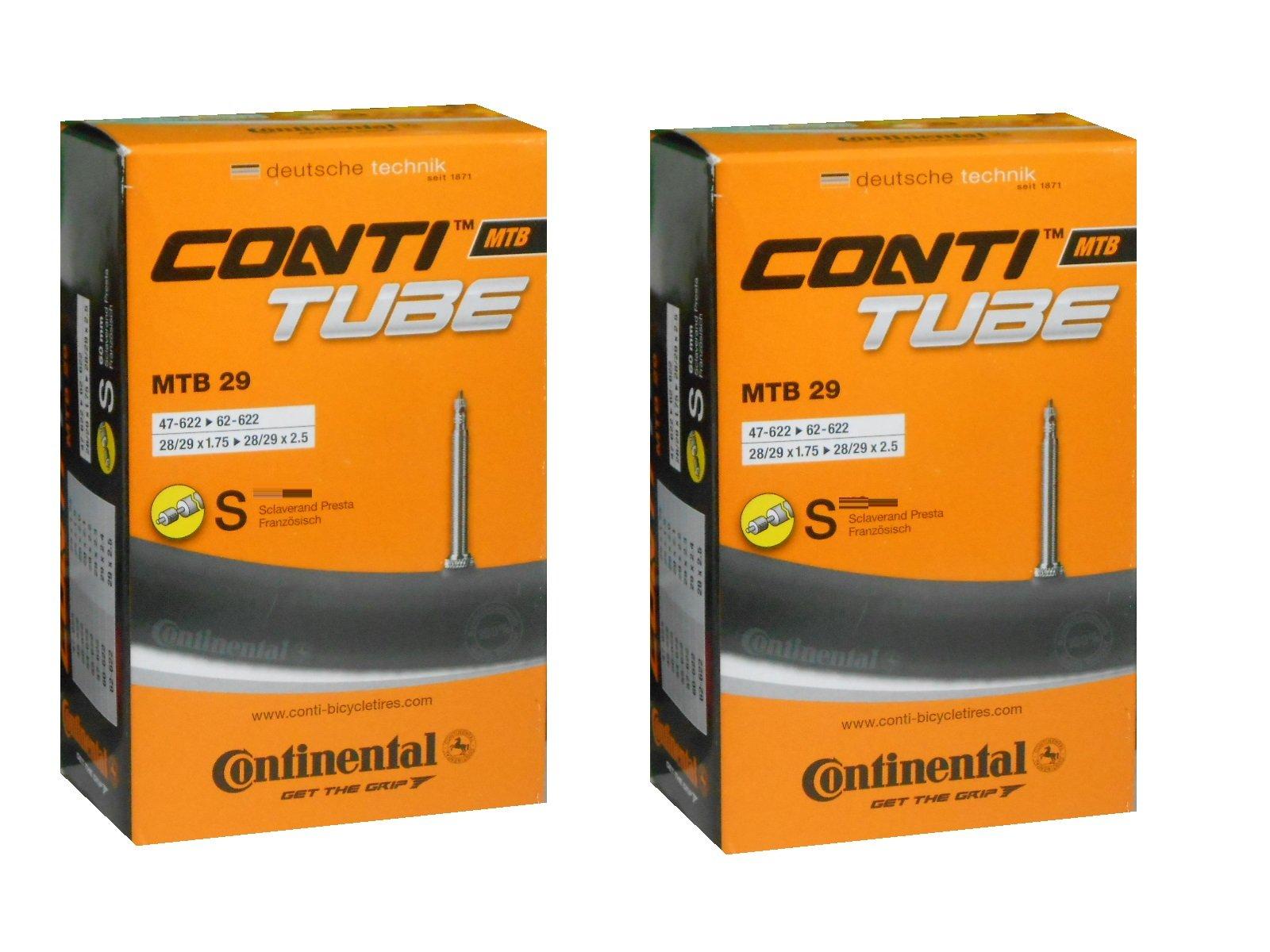 

Set of two Continental MTB29 long valve tubes, 60mm, 28/29 x 1.75-2.5 (47-622/62-622) with Presta valves. [Imported]