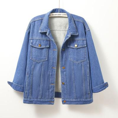 Large Size Velvet Denim Jacket Womens Autumn and Winter Korean Style Relaxed Fit Fat Mm Slim Top Updated Style Womens Denim Jacket