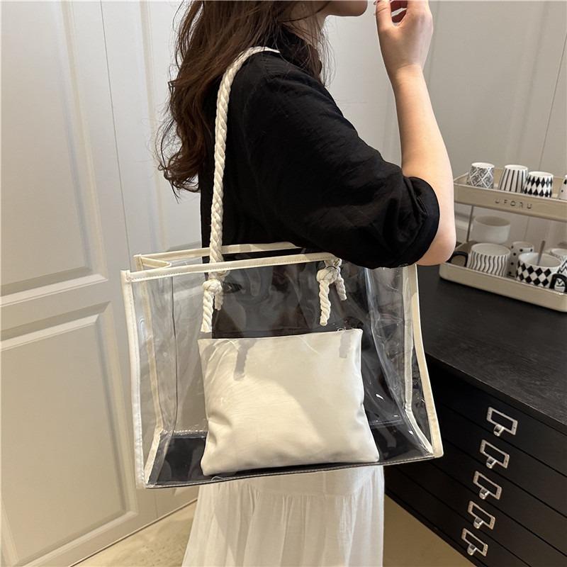 Summer popular transparent large-capacity storage bag, new portable shoulder underarm bag, fashionable and casual design