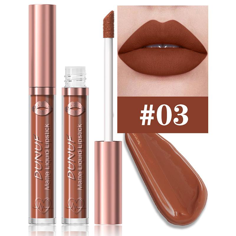 DUNUF 18 Farben Mattes Samt-Lippenstift Wasserdicht Langanhaltend Nude Matt Lipgloss Klar Feuchtigkeitsspendendes Lippenöl für Damen Make-up