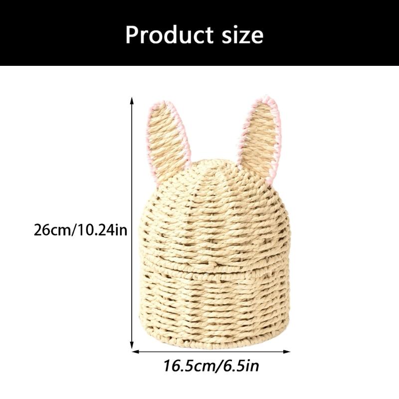 Artisanal Handwoven Rabbits Ears Basket for Easters Decoration and Home Storage Solution