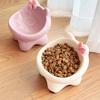 Bevel Ceramic Cat Food Bowl Cute Pets Drinkers for Cats Protect Neck High Feet Dog Bowl Anti-Flip Slow Feeding Bowl Pet Supplies