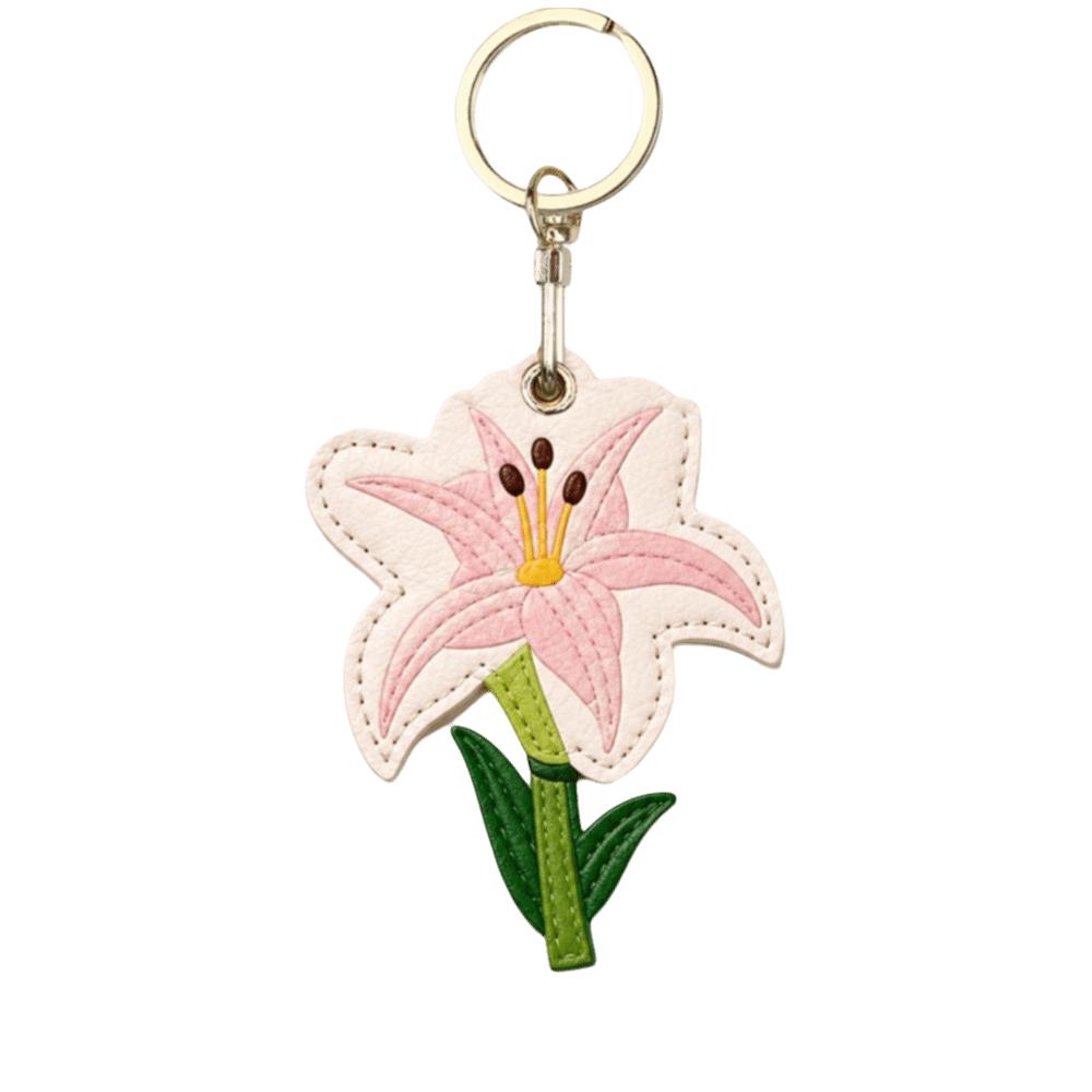 Anti-Lost Lily Leather Charm Lily Embossed Pattern Bag Hanging Pendant Bluetooth Tracker Protect