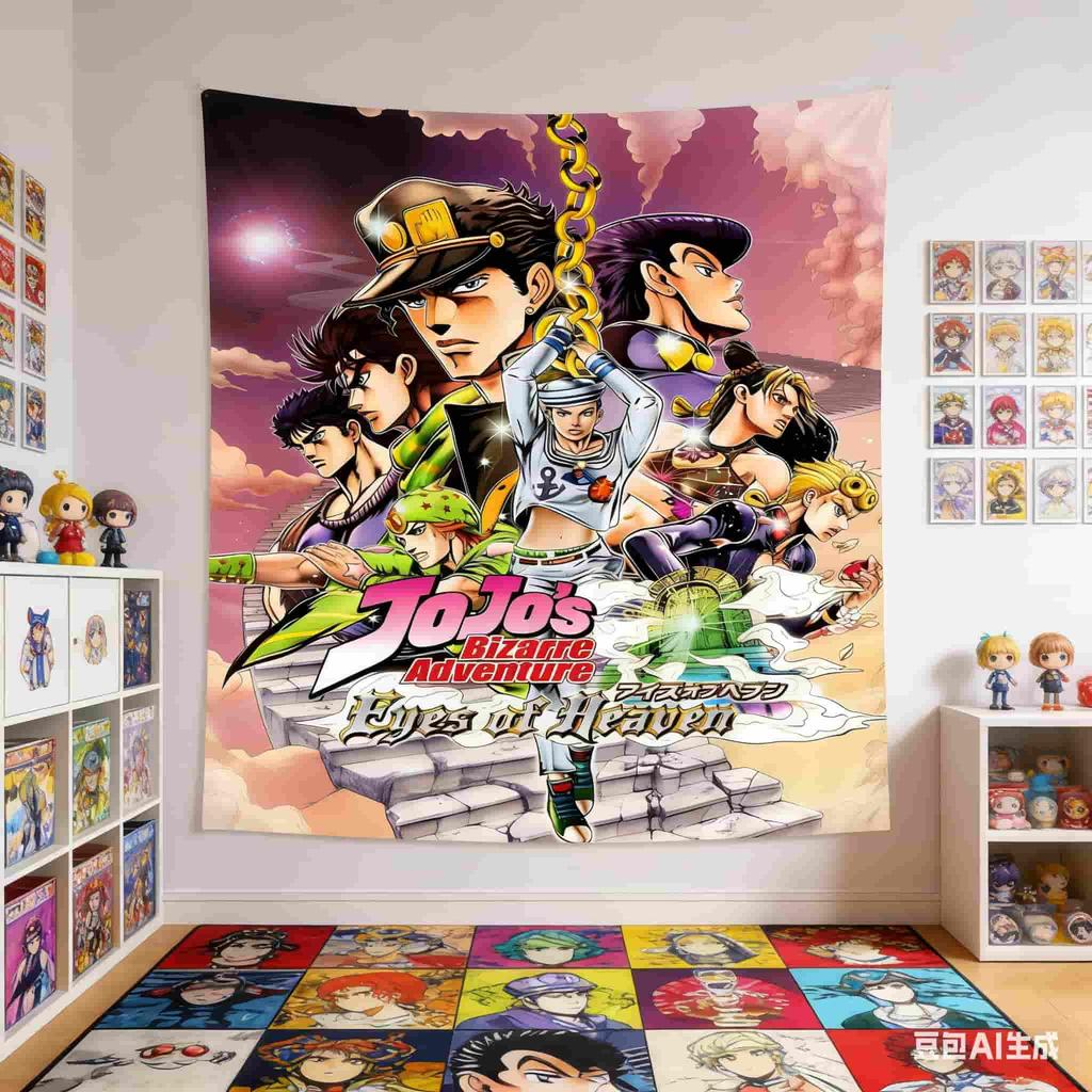 1pc JoJos Bizarre Adventure Characters Tapestry Polyester 2D Flat Wall Hanging Anime Fan Decor for Bedroom Ideal Otaku Merch