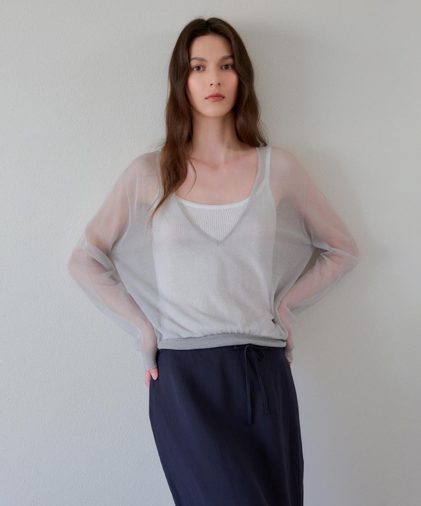 THEELO Extra Deep V-Neck Knit (Gray)