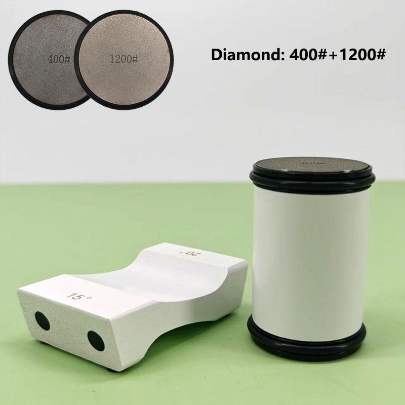 15/20° Two Angles Rolling Blade Sharpener Set Non-slip Base Diamond Grinding Disc Jade Fine Sharpening Kitchen Sharpening System