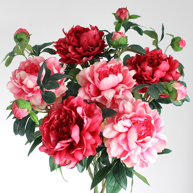 Peony Silk Flower Arrangement - Artificial Floral Decoration for Living Room and Dining Table