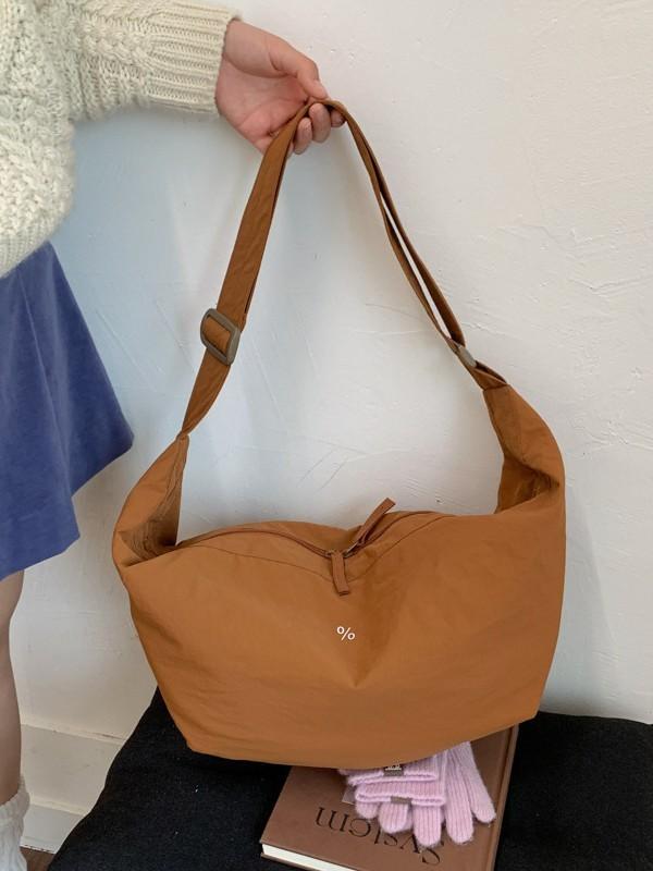 Nylon Casual Crossbody Bag With Metal Accents For Daily Use