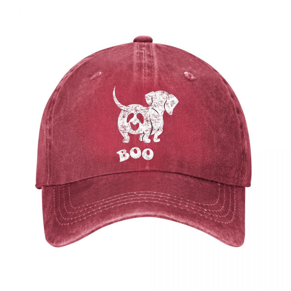 Boo Dachshund Spooky Dog Wiener Halloween Washed Baseball Cap Outdoor For Womens Unisex FeUnisex One Size