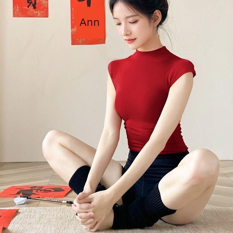 

New Year Red Yoga Jacket New Arrival Spring & Fall Beautiful Pilates Can Be Outwear Good-looking Silm Thin Fitness Clothes Red S