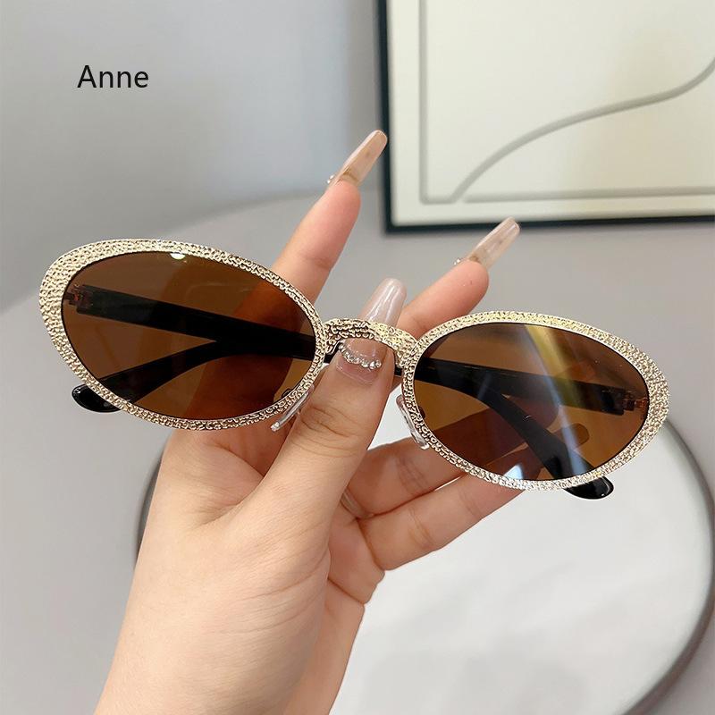 

New Style Oval Sunglasses For Women With Diamonds, Fashionable Retro Imitation Sunglasses, High-end Sun Protection gafas de sol