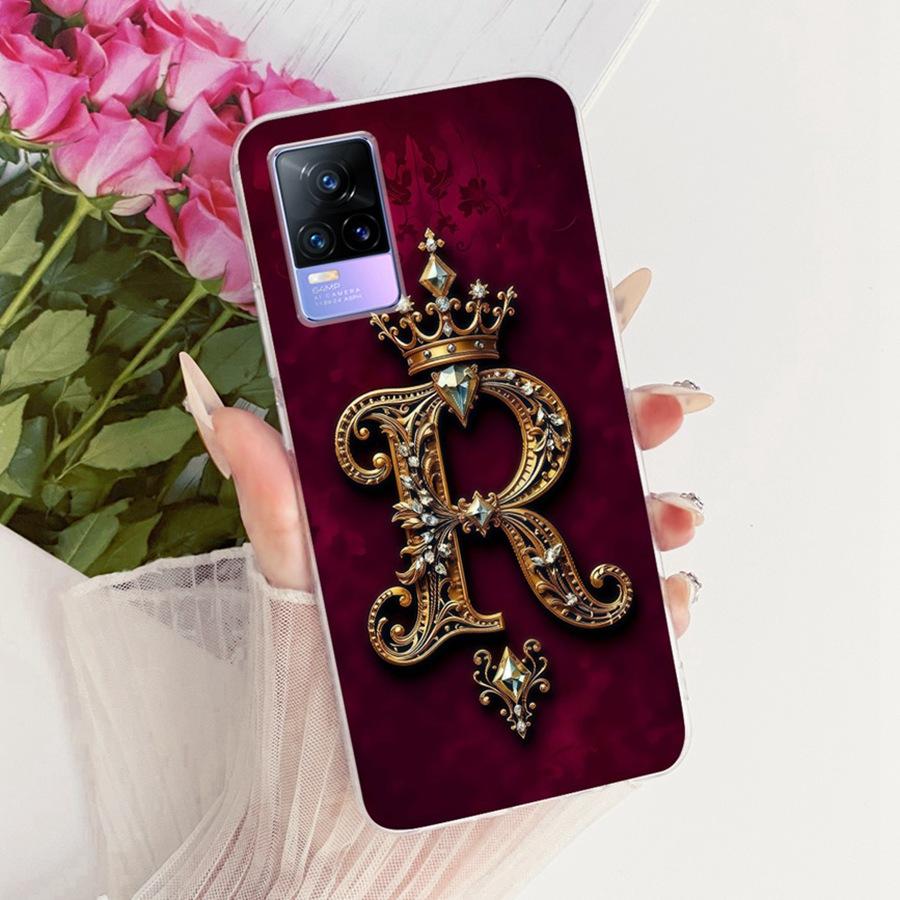 For Vivo V21e V2061 Y73 2021 Case Initial Letter Silicone Protective Soft Back Cover Case For VivoV21e 5G Case V2055 Phone Funda