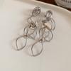 Silver Needle Hollow Round Tassel Earrings European and American Fashion Simple Versatile Earrings Light Luxury Premium Temperament Earrings Women