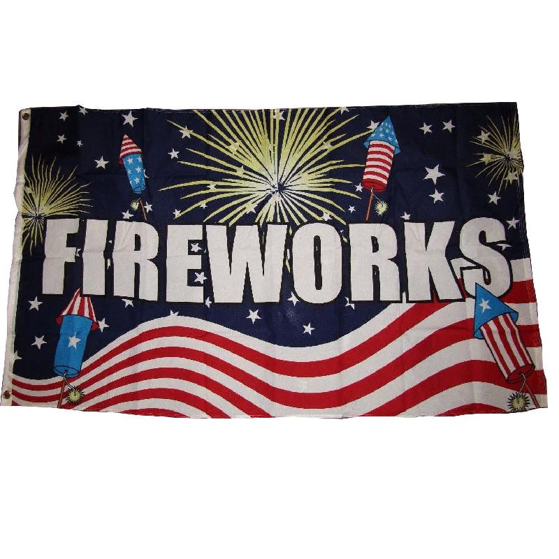 Fireworks Letter Pattern Flag Banner Fade Resistant Outdoor Decoration Gift