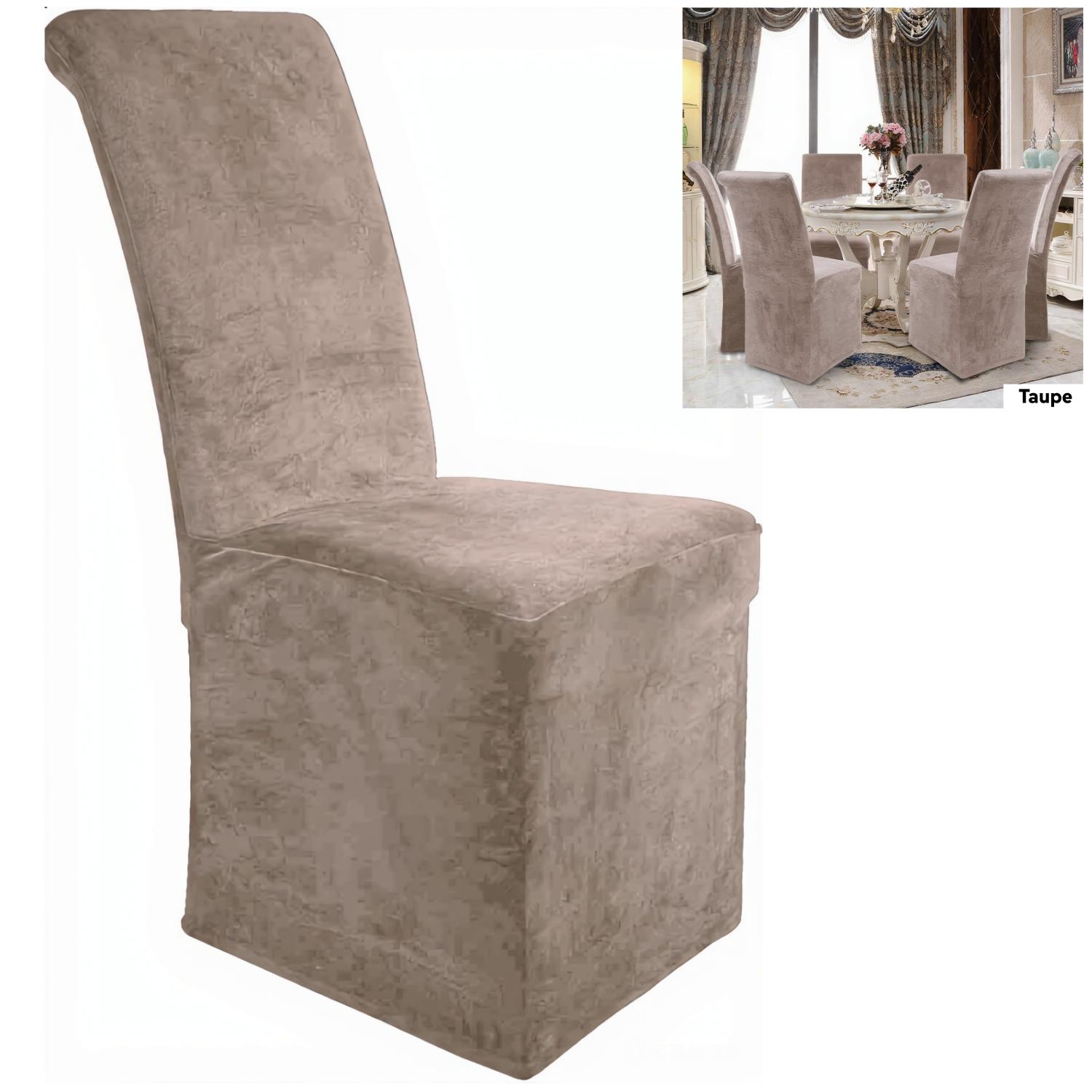 Fluwelen Stretch Banketstoelhoezen Zacht Afneembaar Effen Lange Eetkamer Slipcover 1 piece gray