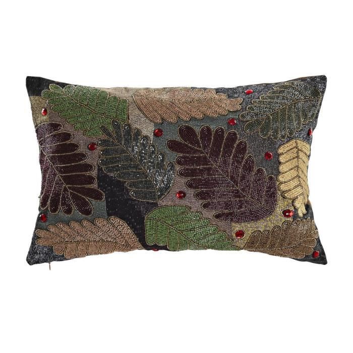 Housse de coussin - Multicolore - 60 x 40 cm - Coton - Design feuilles - Intérieur
