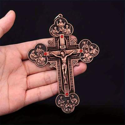 Religious Crucifix Christian Jewelry Cross Pendant Saint Benedict Cross Pattern Pendant Pendant Necklace.120*90mm
