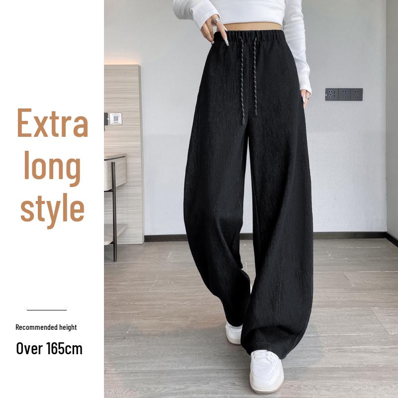 Women's Blue High-Waisted Slim-Fit Wide-Leg Pants - Pear-Shaped, Slimming, Loose Casual Trousers for Autumn 2025.