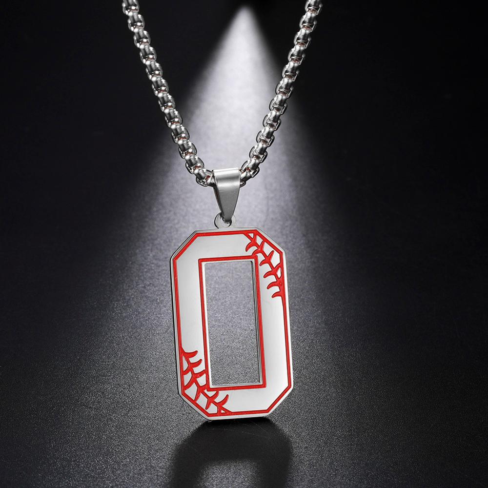 My Shape 0-9 Number Pendant Necklace for Men Boy Sport Basketball Figure Baseball Pattern Stainless Steel Necklaces Punk Jewelry