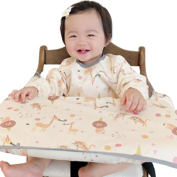 

Обеденный стол Bell Baby, встроенный водонепроницаемый нагрудник с длинными рукавами и полным покрытием, большой, (обновление) желтое животное, 1 шт., 1 шт.